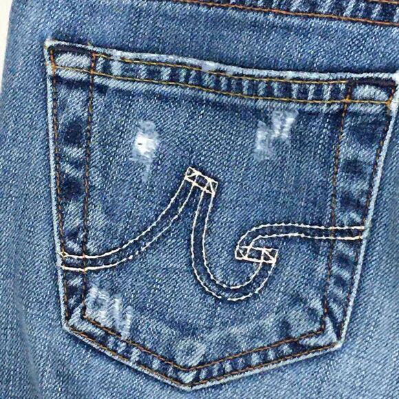 Adriano Goldschmied AG Premiere Skinny Straight Jeans Distressed Ripped Size 25 - Picture 12 of 12